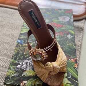 Dolce & Gabbana Brown and Tan Crystal Heels